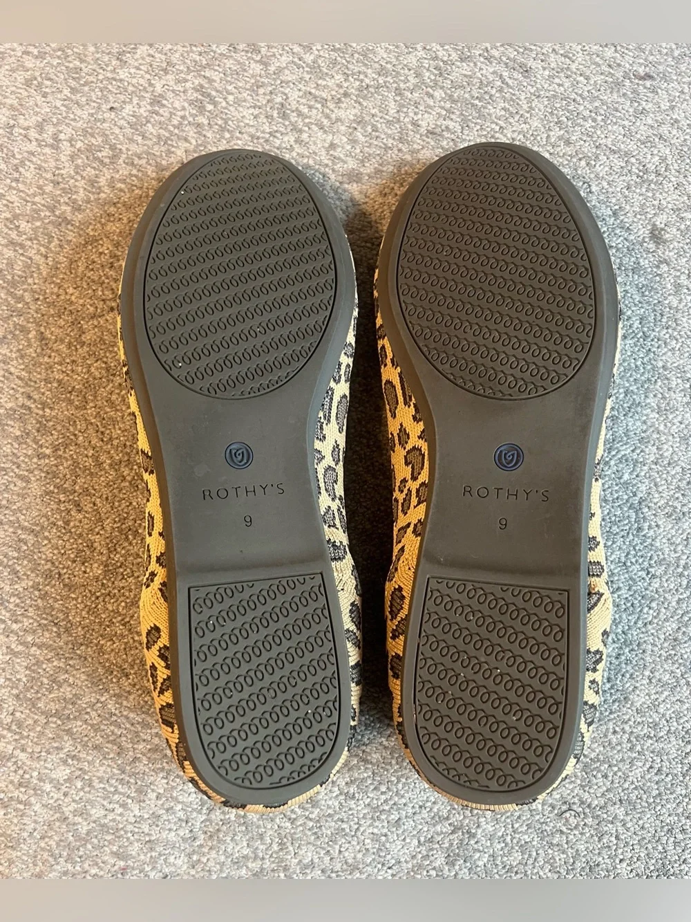 Rothy's Leopard Print Flats with Royal Blue Trim